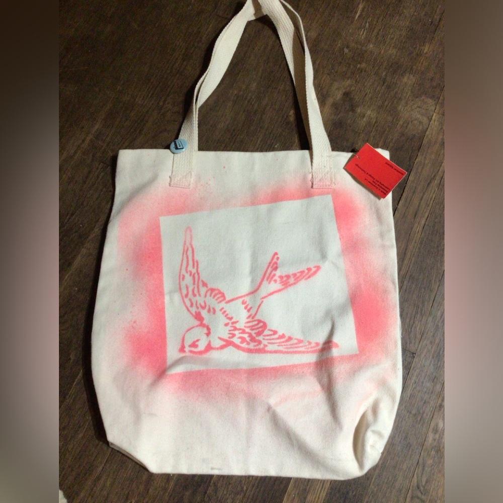 NEW! Super RARE AA Canvas Tote Bag with Pink Swallow Print